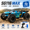 Радіокерована машинка ZLL SG116 MAX 1:16 4WD Brushless до 80 км/год, швидкісний RC Monster Truck позашляховик 4x4 на пульті, LED, акумулятор 1500mAh
