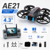 Квадрокоптер AE21 Brushless з камерою, дрон з пультом та екраном 4.3", безщіткові мотори, Optical Flow, 360°, 2 акумулятори 1200mAh