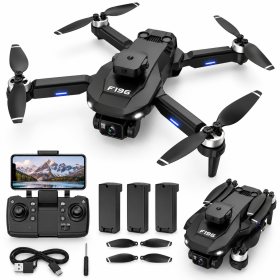 Квадрокоптер F196 з камерою 1080P, 3 акумулятори 1800 mAh, Brushless мотори, Optical Flow, обхід перешкод 360°, складаний дрон на пульті