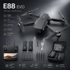 Дрон E88 PRO 4K FPV Brushless - квадрокоптер с камерой Wi-Fi для детей и новичков, Mini Drone с Hover Mode, 2 АКБ, складной корпус