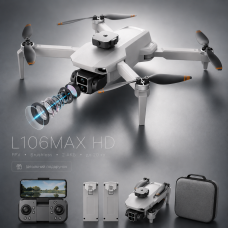 Квадрокоптер L106MAX HD 8K Mini Drone с двойной камерой, бесщеточными моторами, EIS стабилизацией, FPV Wi-Fi, Optical Flow, складной дрон до 200 м, 2 аккумулятора, кейс