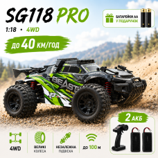 Радіокерована машинка ZLL SG118 PRO 1:18 4WD до 40 км/год, швидкісний RC Monster Truck позашляховик 4x4 на пульті для бездоріжжя, 2 акумулятори