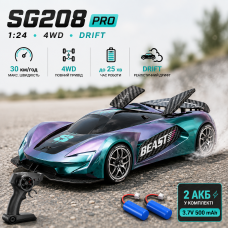 Радіокерована машинка ZLL SG208 PRO 1:24 4WD до 30 км/год, дрифт RC автомобіль на пульті, 2 акумулятори 500 mAh, пропорційне керування