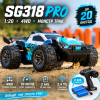 Машинка на радиоуправлении SG318 PRO 1:20, монстр трак 2WD, 2 аккумулятора, машинка на пульте, RC авто для бездорожья