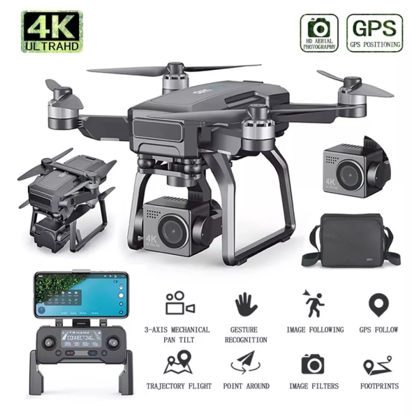 Квадрокоптер SJRC F7S 4K Pro. Дрон с камерой 4K, EIS, FPV, GPS, БК, 3км, до 25 мин + кейс