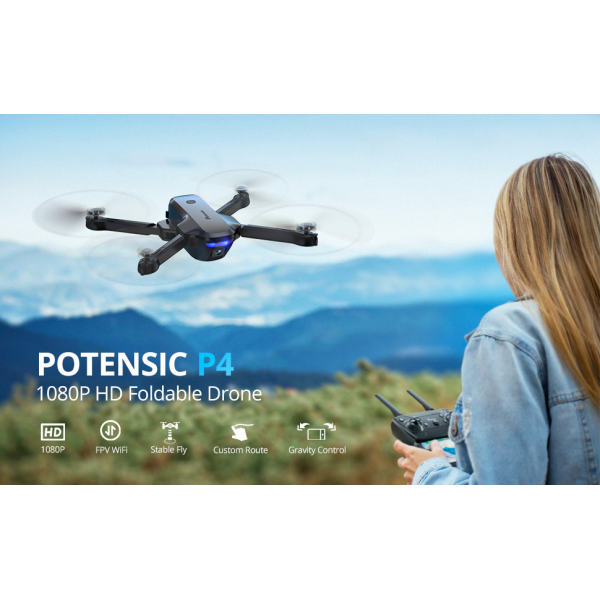Квадрокоптер Potensic P4 з камерою, FPV 1080P HD, Wi-Fi, 40 хв. польоту. до 100м.