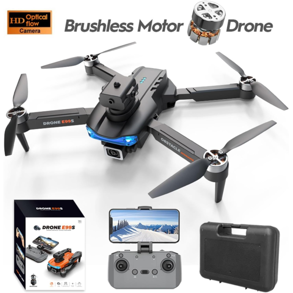Квадрокоптер E99S 2024 – дрон з камерою 4К HD FPV, БК мотори, до 150 м. 15 хв + кейс (1 акумулятор)
