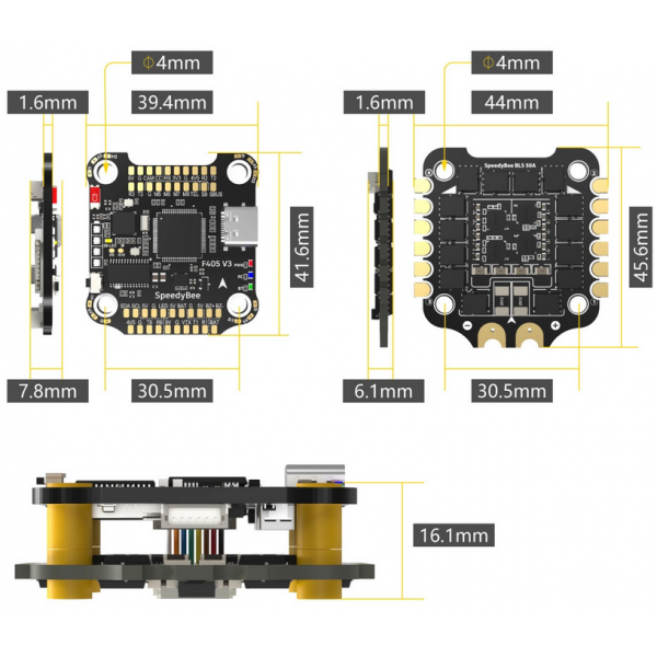 Стек полетный контроллер + регулятор моторов FC&ESC SpeedyBee F405 V3 3-6S 30X30 + 50A ESC, для FPV дронов
