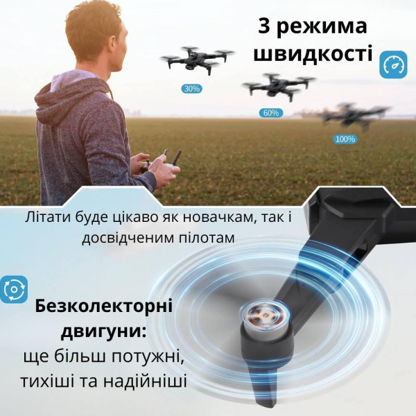 Квадрокоптер з камерою RC Drone YLR/C S93 – дрон БК мотори 4K 5G, до 40 хв. польоту + кейс + 1 акумулятор