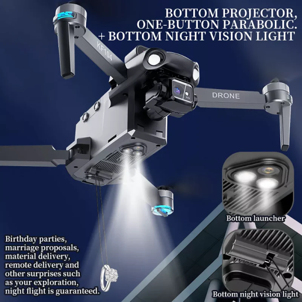 Квадрокоптер Kfplan KF104 Max – дрон з 4K та HD-камерами, ESC, 5G WI-FI, GPS, FPV, БК мотори, 6000м, до 30 хв.
