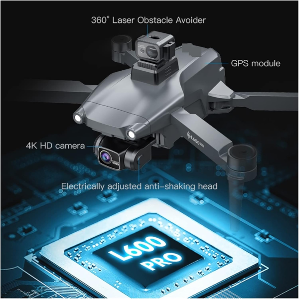 Квадрокоптер LYZRC L600 PRO MAX з камерою 4K, GPS, 3-осьова стабілізація, 2 акумулятори, до 60 хв польоту, FPV Wi-Fi дрон