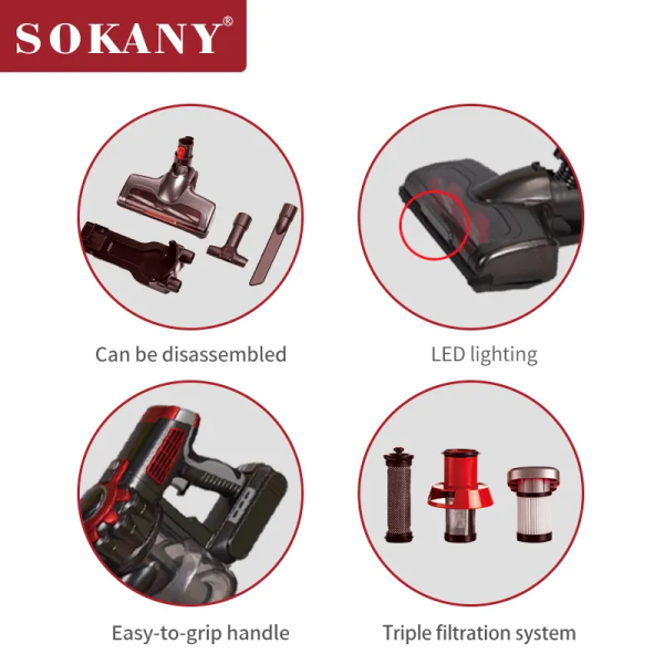 Ручний пилосос SOKANY SK-3391 2000Вт, Вертикальні пилососи, Пилосос без мішка, акумуляторний пилосос для дому