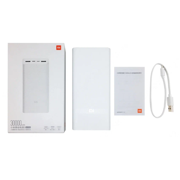 Портативна батарея Xiaomi Mi Power Bank 3 30000 мАh 18 Вт QC 3.0 PB3018ZM | USB-C USB-A Mic USB
