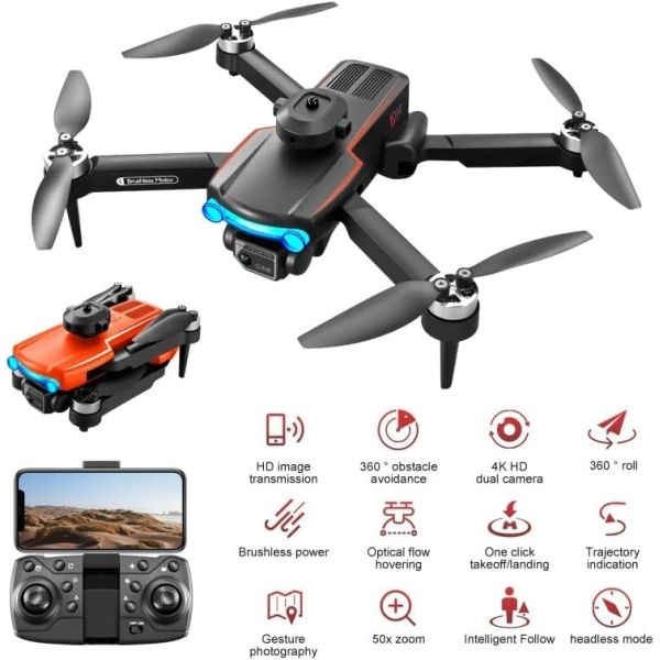 Квадрокоптер з камерою K102 Max Mini Drone – 4K, FPV БК мотори 200 м. до 30 хв. (2 акумулятори + батарейки)