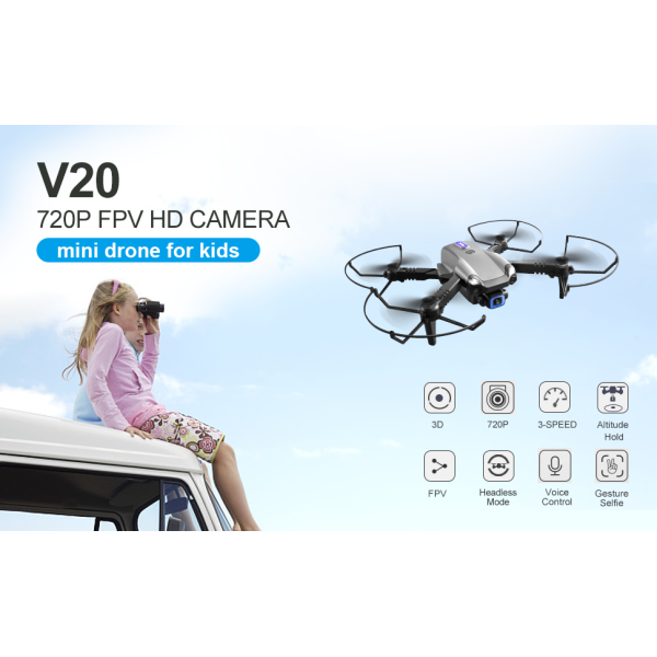 Квадрокоптер 4DRC V20 дрон з HD камерою, FPV до 12 хв. польоту + кейс