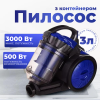 Пилосос для дому SOKANY SK-3387 колбовий циклонний з турбощіткою контейнерний пилосос безмішковий