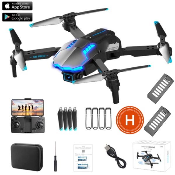 Квадрокоптер X6 PRO с камерой для ребенка FPV на радиоуправлении для новичков Дрон на пульте управления + кейс