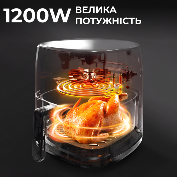 Аэрогриль-фритюрница SOKANY SK-10037 на 8.8 л с таймером и терморегулятором 1200 Вт, черный