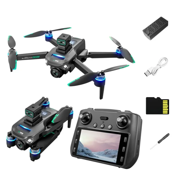 Квадрокоптер з РК-дисплеєм S159 дрон із камерою 4K, HD ESC, FPV, GPS до 1000 км. 20 хв. польоту + кейс