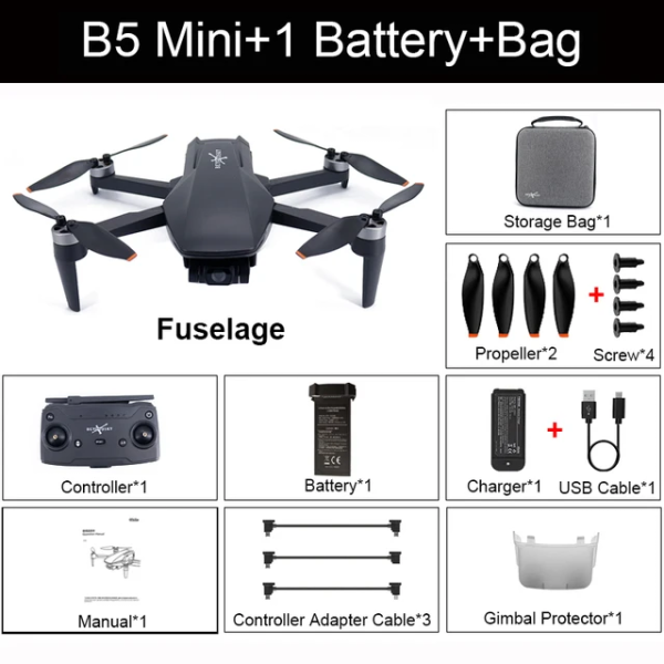 Професійний Квадрокоптер BeyondSky B5 Mini дрон із GPS 4K FPV, 3-х підвіс, 3 км до 26 хв. + (SD карта)
