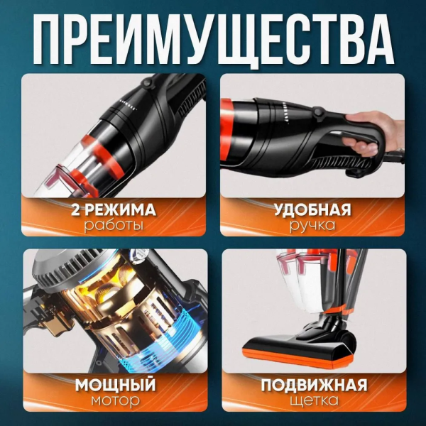 Пилосос вертикальний ручний вакуумний Sokany 63004 Контейнерний пилосос 2в1 для дому 950 Вт + подарунок