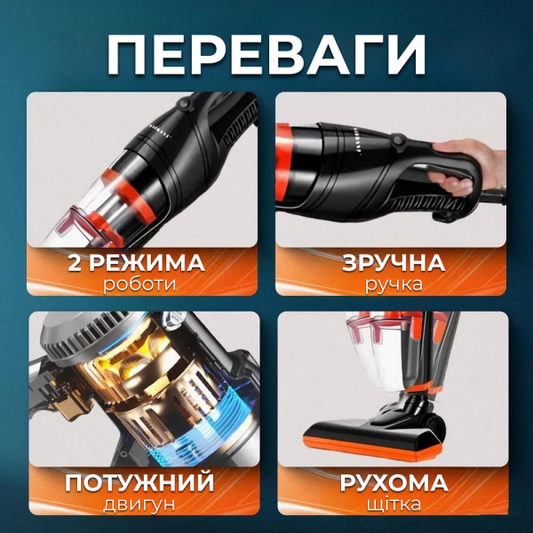 Ручний вертикальний дротяний пилосос без мішка Sokany Контейнерний пилосос 2в1 для дому 950 Вт 220 вт.