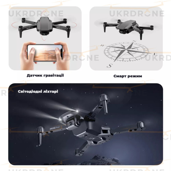 Квадрокоптер E99 Pro2 дрон с камерой, 4К FPV, до 100 м. до 15 мин. полета + кейс + 1 аккумулятор 