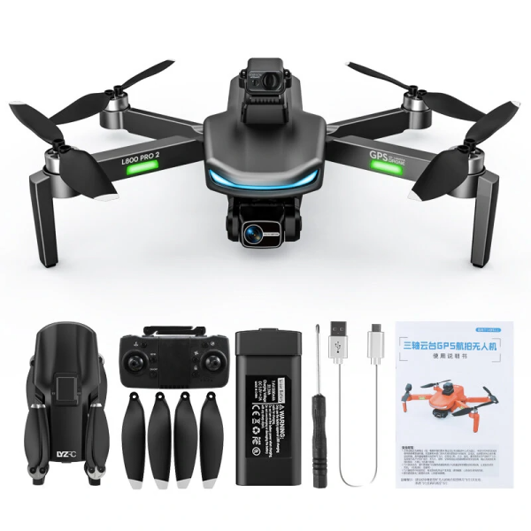 Квадрокоптер дрон с камерой LYZRC L800 PRO 3-осевой подвес 4K HD, GPS, FPV до 1200 м, 26м. полета + кейс