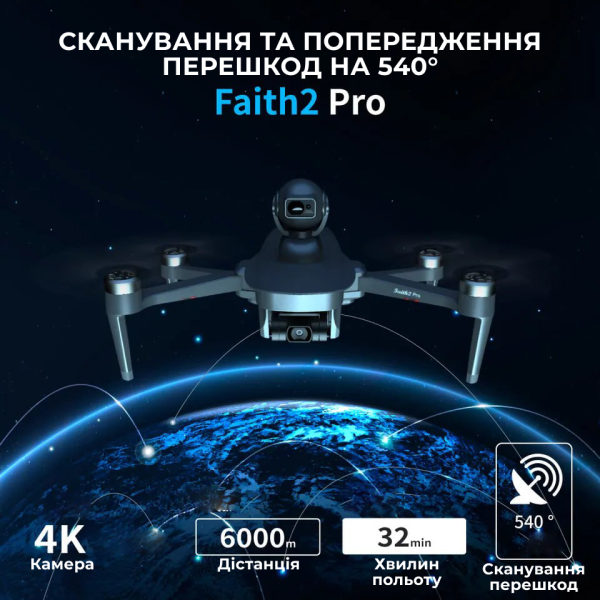 Квадрокоптер C-Fly Faith 2 PRO дрон з 4K ,GPS, FPV, БК мотори, до 8 км, до 35 хв. польоту + кейс