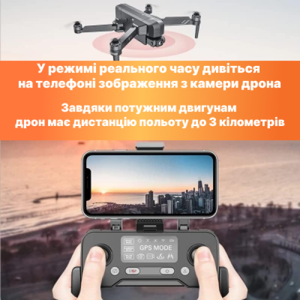 Квадрокоптер F11 S3 PRO дрон з 4K, GPS, FPV, БК мотори, 6 км, до 28 хв. польоту + SD карта