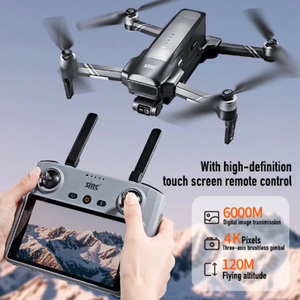 Квадрокоптер SJRC F22 S3 XR 4K дрон с 3-осевым подвесом, 6 км, FCC, EIS, HD камера, GPS, 5G, экран на пульте