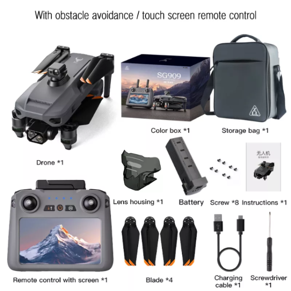 Квадрокоптера ZLL SG909 MAX 4K дрон с 3-осевым подвесом, 6 км, FCC, EIS, HD камера, GPS, 5G, экран на пульте
