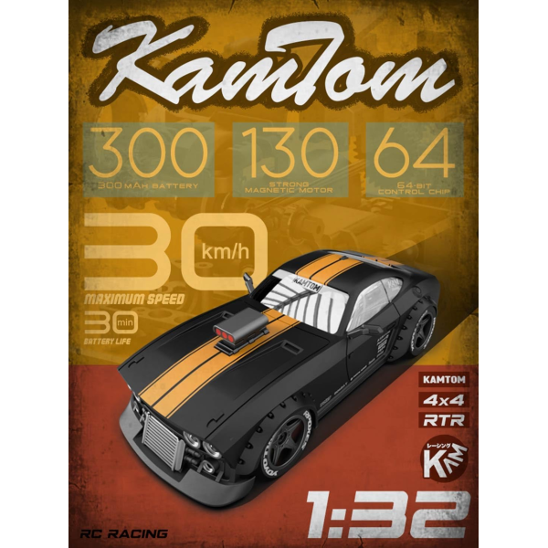 Радіокерована дрифт-машинка KANTOM 4WD Drift Racer 1/32 з LED фарами та регульованою колісною базою
