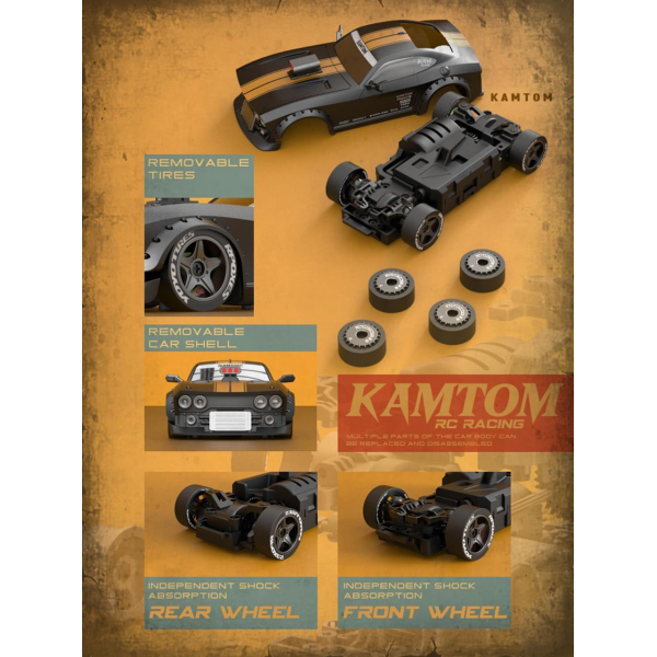 Радіокерована дрифт-машинка KANTOM 4WD Drift Racer 1/32 з LED фарами та регульованою колісною базою
