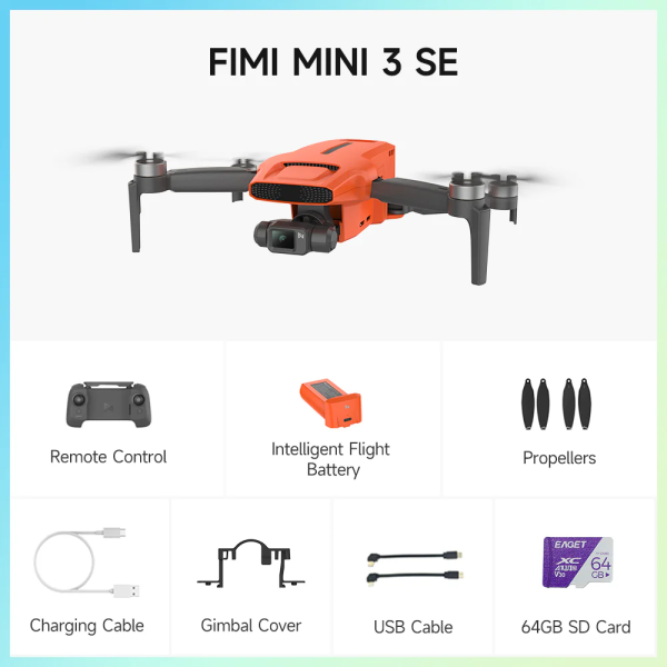Професійний квадрокоптер FIMI mini 3 SE міні дрон із камерою 4K/30fps, 29 хв, 9 км