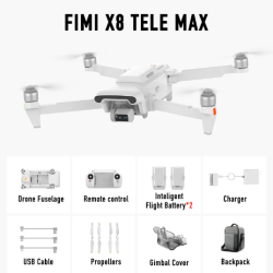 Профессиональный Квадрокоптер FIMI X8 TELE MAX COMBO 4K дрон 3-Axis Gimbal HDR 48MP 30x, GPS, 15 км до 38 мин.