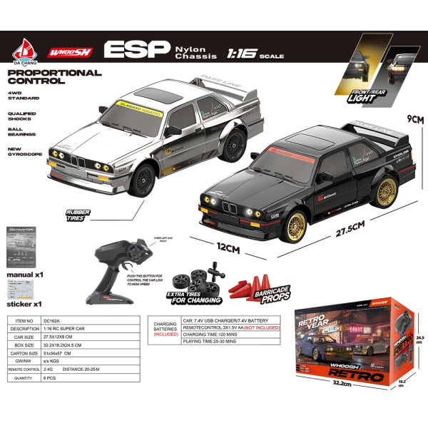 Радиоуправляемая машинка KAMTOM DC162A 4WD Дрифт-кар RC Автомобиль 1:16 – 50 км/ч, полный привод, для дрифта