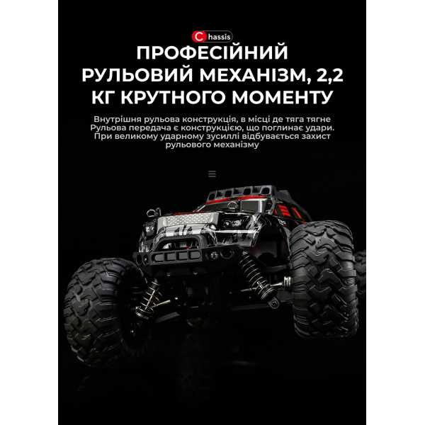 Машинка на радіокеруванні KFPLAN KF11 1:16, 4WD, 2 акумулятори, до 40 км/год, позашляховик монстр-трак, RC джип