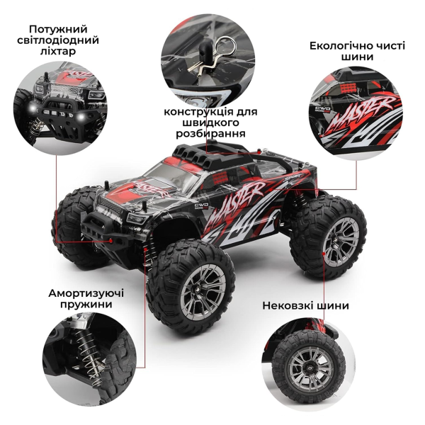 Машинка на радіокеруванні KFPLAN KF11 1:16 – монстр-трак 4WD, до 40 км/год джип для бездоріжжя 4x4