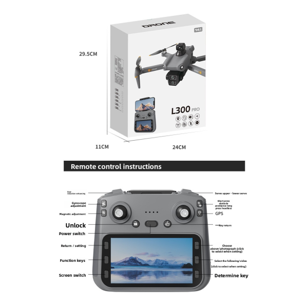 Квадрокоптер дрон L300 Ultra  MAX с GPS и 4K камерой – до 28 мин полета Дрон с пультом с экраном 5.9" cумкой в комплекте