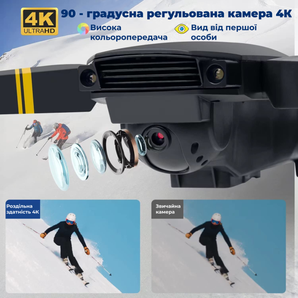 Квадрокоптер E58/998 дрон з камерою HD 2MP FPV, до 100 м, 10 хв. польоту + кейс