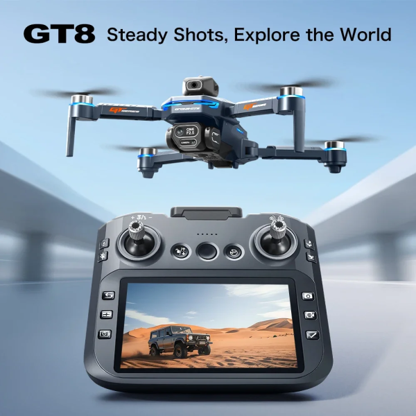 Квадрокоптер GT8 з 4K-камерою, БК моторами, обходом перешкод до 20 хв. польоту РК пульт + подарунок