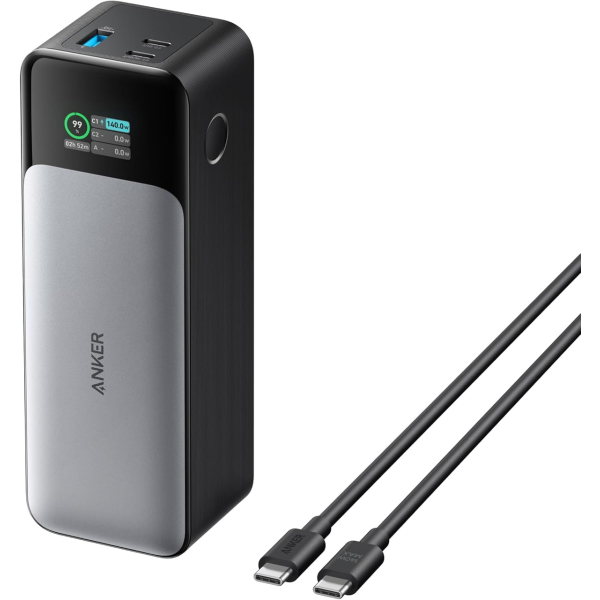 Мощный Повербанк Power Bank Anker A1289 737 Быстрая зарядка (PowerCore 24K)  24 000 мА·ч, до 140 Вт, USB-C PD 3.1, экран