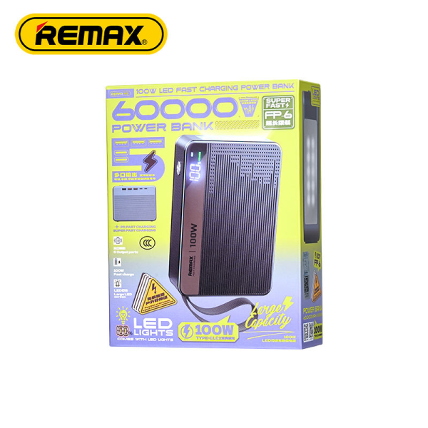 Повербанк PowerBank  REMAX FP-6 60000 мА·ч, для ноутбука с быстрой зарядкой, 100W PD, 2×Type-C, LED-дисплей, фонарик