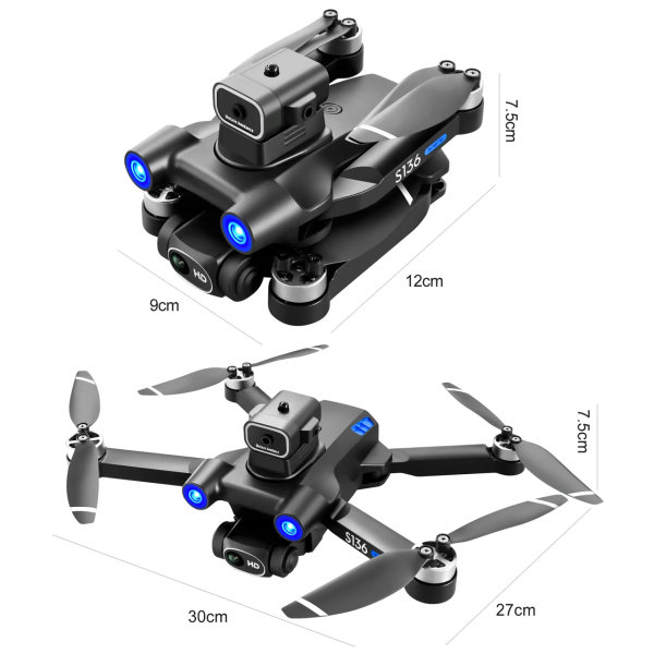 Квадрокоптер с камерой Mini Drone S136 - мини дрон 4K, FPV, БК двигатели + 1,2 км, 20 хв. + КЕЙС