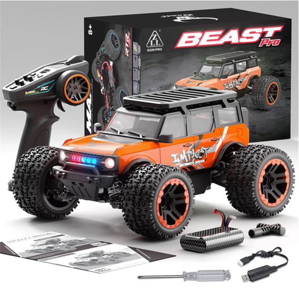 RC джип SG201MAX, 1:20, щеточный, металлический привод радиоуправляемая машина 40 км/ч, LED