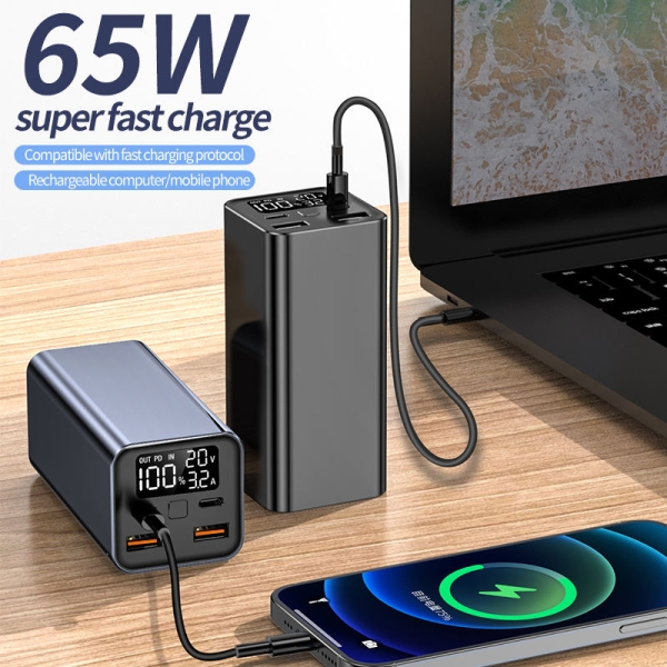 Мощный Повербанк Power Bank 18000 mAh 65W PD зарядка ноутбуков через Type-C с быстрой зарядкой