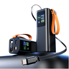 Повербанк 18000 mAh 100W PD для ноутбука и MacBook — Power Bank PQ2220 с дисплеем + фонарик + кабель