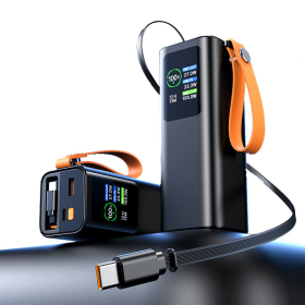 Повербанк 18000 mAh 100W PD для ноутбука и MacBook — Power Bank PQ2220 с дисплеем + фонарик + кабель