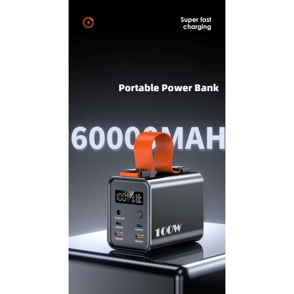Повербанк Power Bank 60000 mAh PD 100W для ноутбуків та MacBook +кабель у подарунок